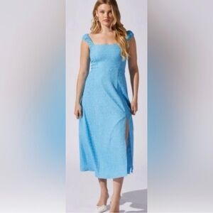Astr Blue Sleeveless Square Neck Sundress